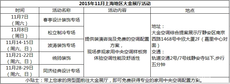 11月值得逛逛的大金空调优惠活动